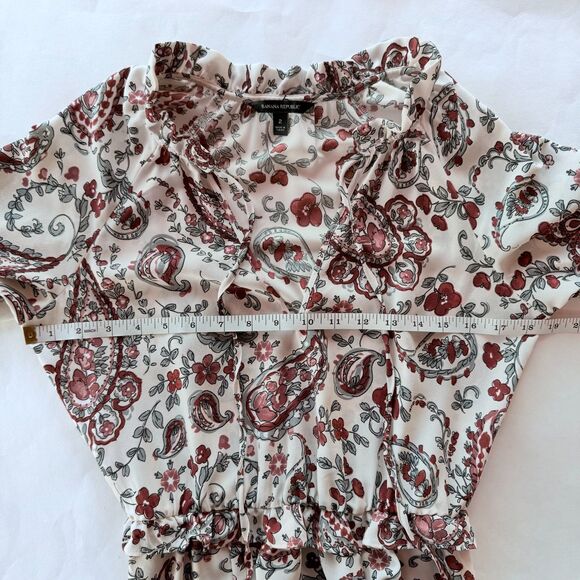 Banana Republic Womens Long Sleeve Voluminous Sleeve Midi Dress in Paisley Print - Picture 12 of 14